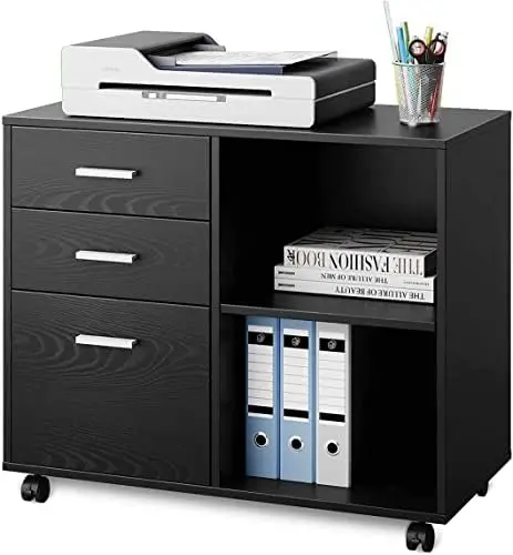 

Wood File Cabinet, Mobile Lateral Filing Cabinet, Printer Stand with Open Storage Shelves for Home Office, Rustic Brown Bogg bag