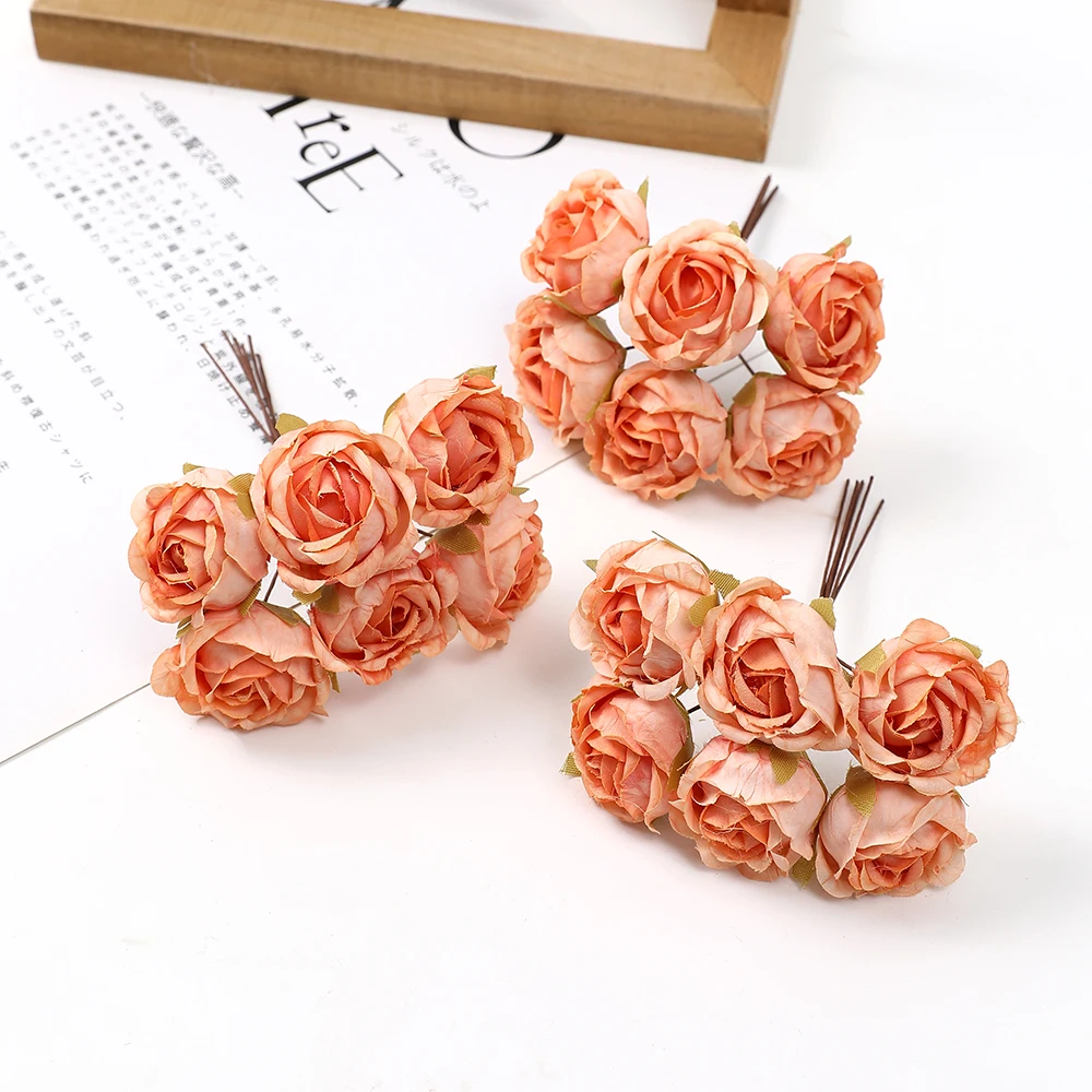 6 Stücke Künstliche Blume Mini Rosenstrauß Für Zuhause Hochzeitsdekoration Handmake Scrapbooking DIY Kränze Handwerk Gefälschte Blumen – Detail 11