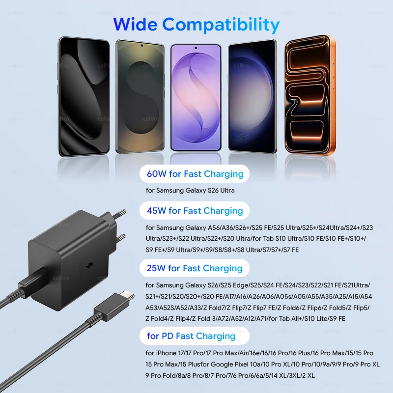 รูปสินค้า อะแดปเตอร์ชาร์จ Samsung 60W PD Type-C สำหรับ S26 Ultra