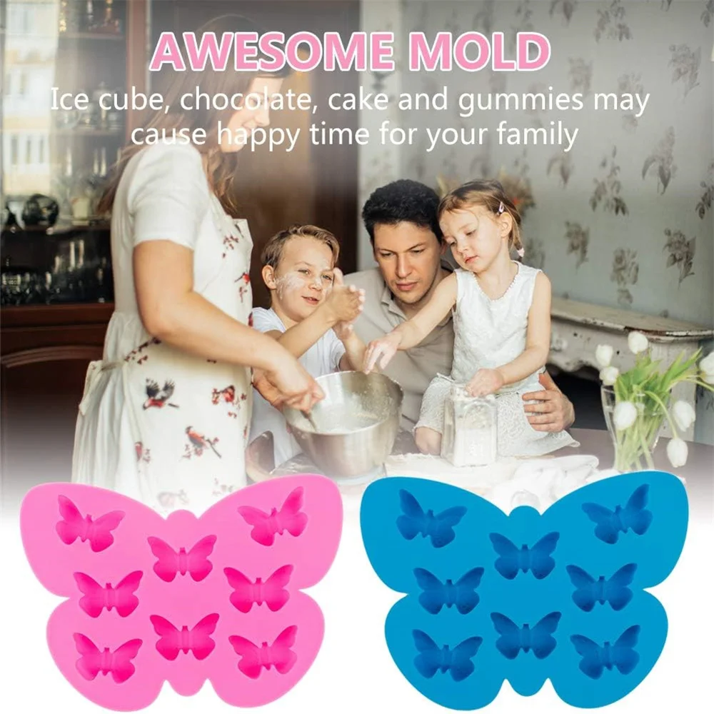 2 Moldes De Mariposa, Bandeja De Silicona Con Forma De Mariposa Para Cubitos De Hielo, Moldes De Silicona Para Hornear Dulces De Chocolate, Bandeja Antiadherente Para Cubitos De Hielo De Jabón