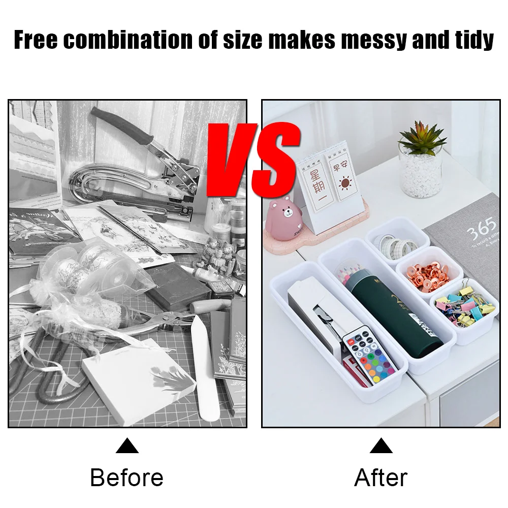 8pcs/set Adjustable Drawer Organizer Box Trays Make Up Cosmetics Sundries Divider Holder Kitchen Bathroom Closet Jewellery Box