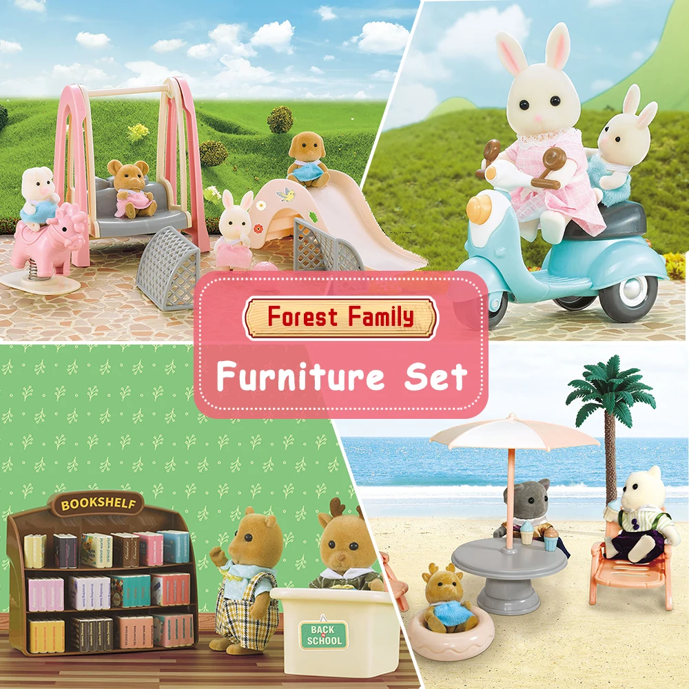 Forest Family 1:12 Dollhouse Living Room Amusement Park Animal Doll Accessories Mini Model Furniture Pretend Play For Girl Gifts 5