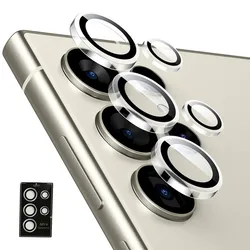 Crystal Clear Tempered Glass Camera Lens Screen Protector with Individual Ring Film Cover for Galaxy S25 Ultra (Clear)