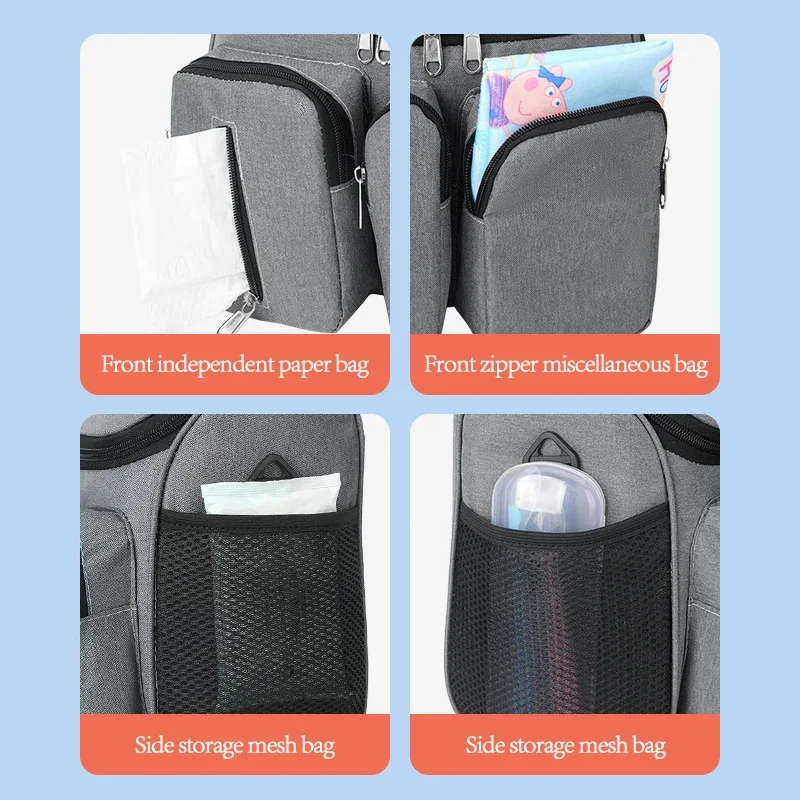 Diaper Bags Baby Walking Stroller Bag Multi-Functional Water-Repellent Moisture-Proof Bottle Storage Bag Cart Hanging Backpack 5