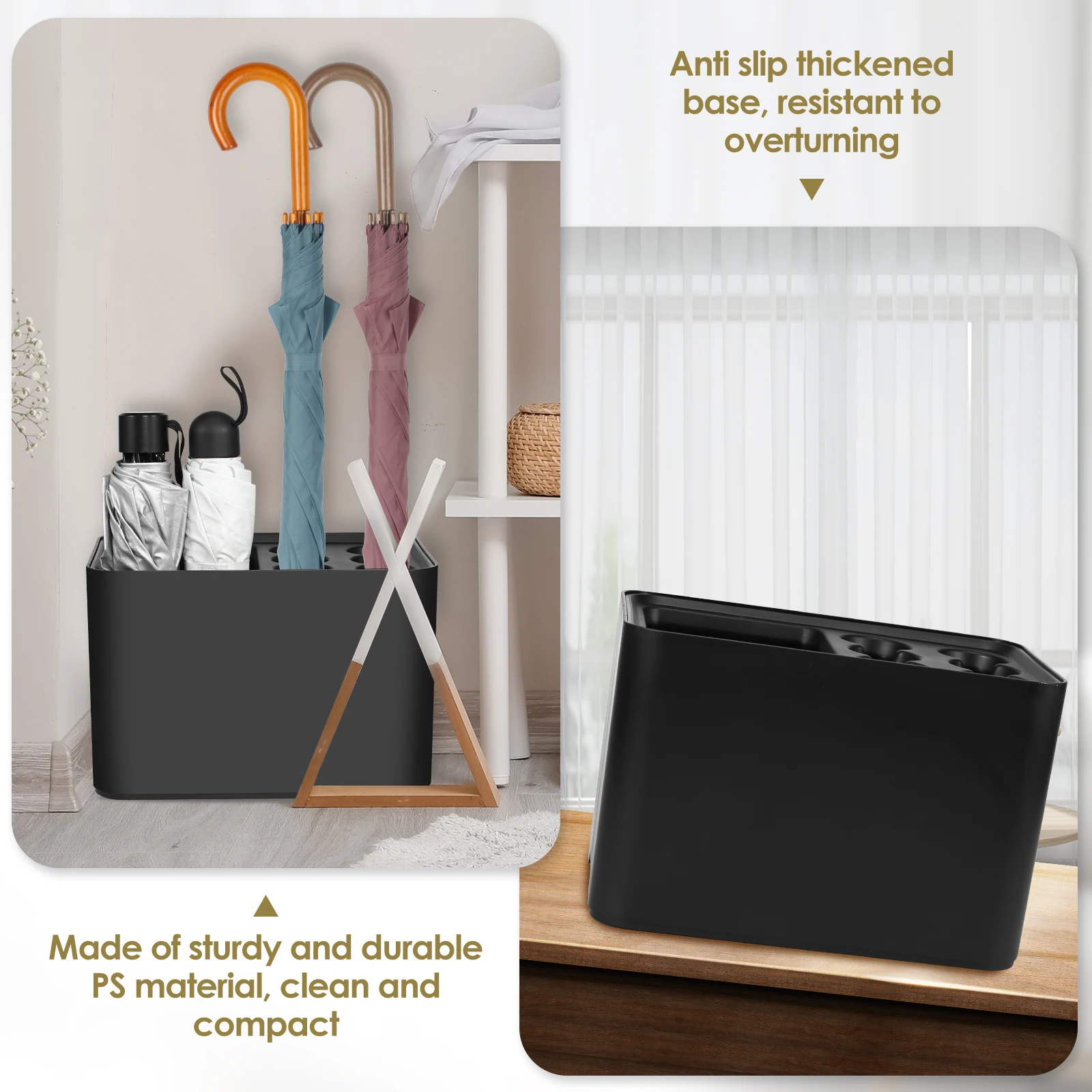 Umbrella Organizer Rack Umbrella Stand with Removable Drip Tray Anti-Slip Base Space Saving Household Storage Holder