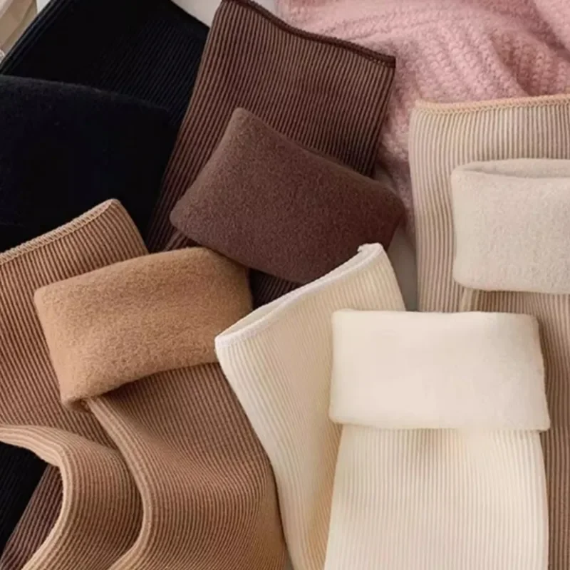 Add Velvet Cotton Sock Cold Resistant Warm Cashmere Middle Tube Socks Autumn Winter Thick Velvet Lining Wool Thermal Hosiery