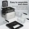Beach Triple Basket Electric Deep Fryer, 4.7 Quarts / 19 Cups Oil Capacity, Lid with View Window, Professional Style, 1 5