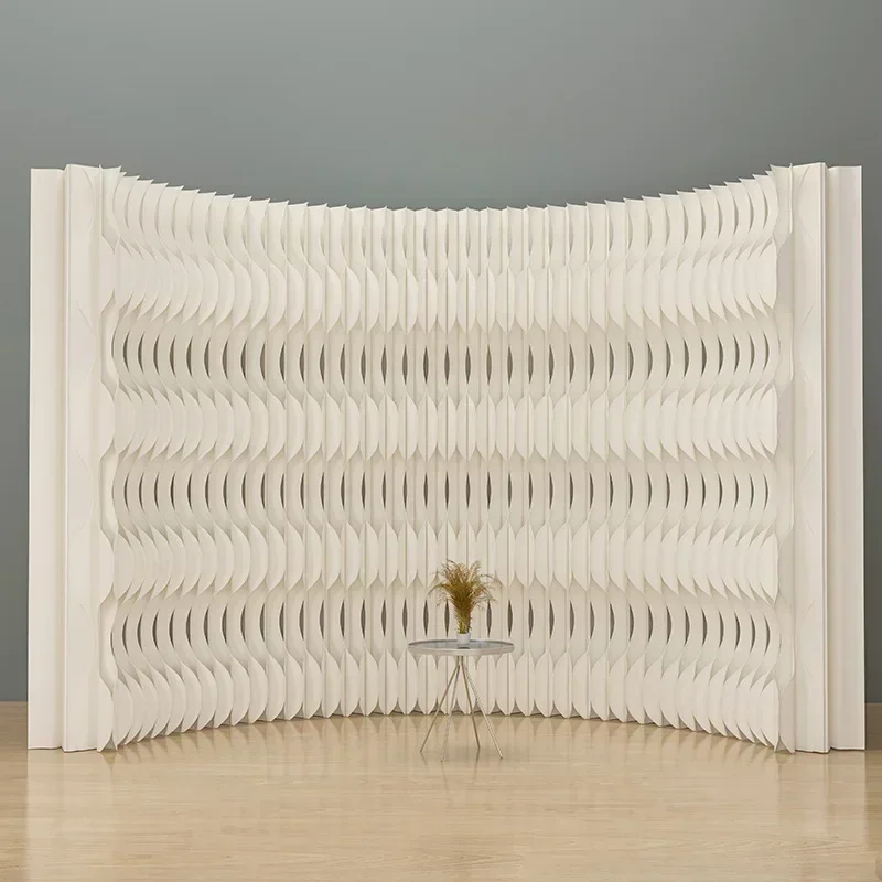 2M Height Home Decor Retractable White Organ Paper Wall Screen Room Dividers Office Partition Removable Folding Baffle