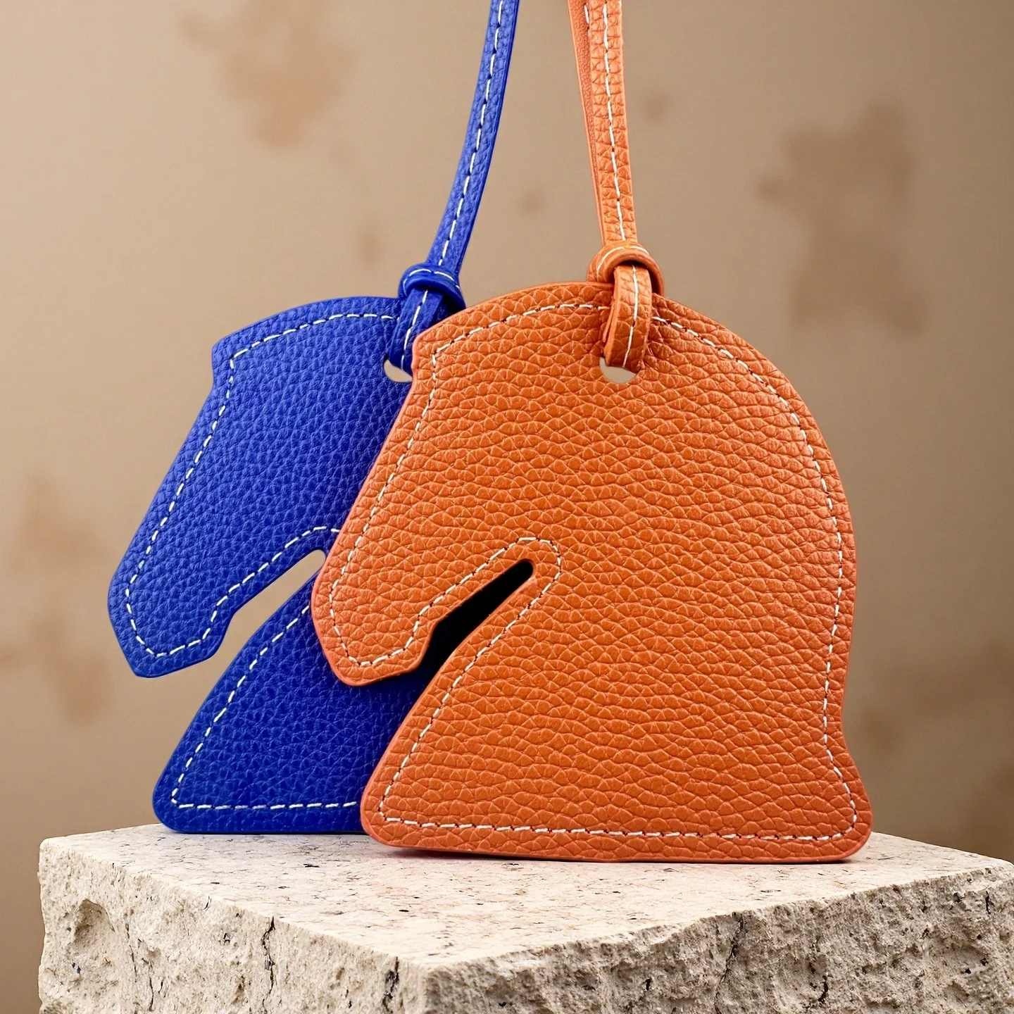 Artisanal Leather Horse Head & Horseshoe Charms Set - Premium Quality & Customizable Colors - Perfect Bag Accent
