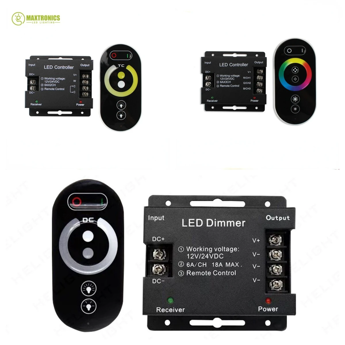 

DC12-24V LED Strip Light RF Touch Remote Controller Dimmer 12A 18A for 3528 5050 SMD COB CCT RGB Tape Lights Adjust Brightness
