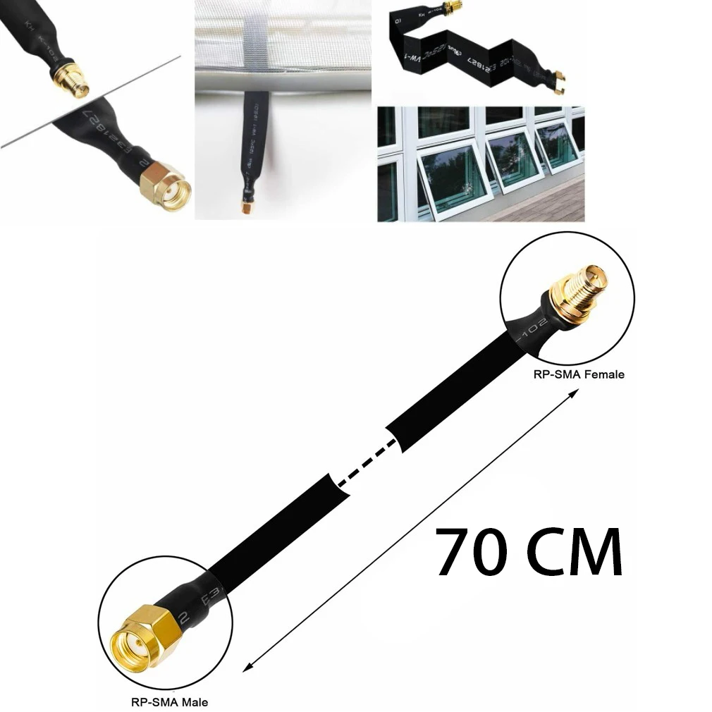Antenna Adapter Cable Coaxial Pigtail 70cm Helium Hotspot Miner Antenna Flat-Window Door Feed Thru Coaxial Cable Compatible With 802.11ac 802.11n 802.11b WiFi