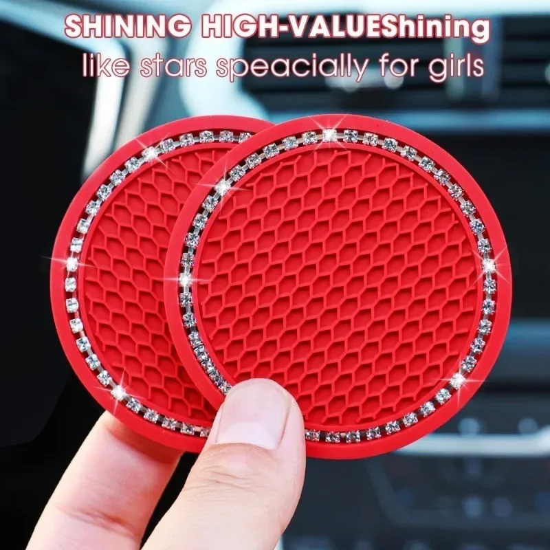 Car Non Slip Mat Non-slip Car Mats For Cup Holders Decoration Coasters Pads Interior Accessories Diamond Coasters