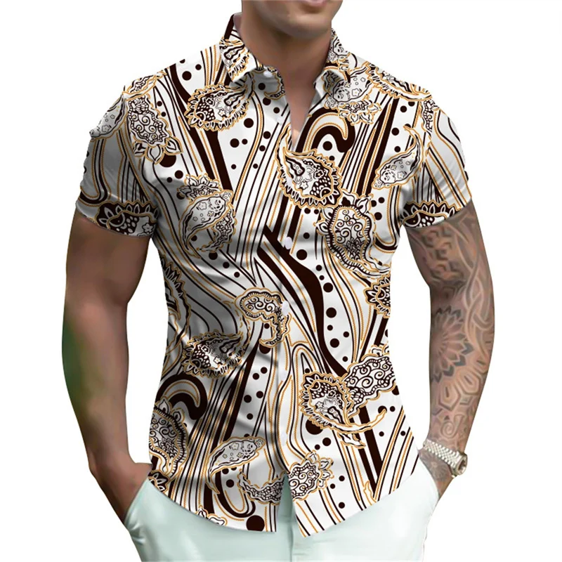 thumbnail image 1 of Camisas nuevas de verano 2024 para hombre, blusas cómodas y ajustadas, camisas de manga corta con estampado 3D de lujo, camisas florales de moda urbana, ropa para mujer, 1 of 5