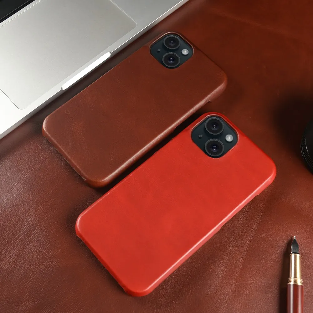 Premium Genuine Leather MagSafe Magnetic Case - Durable & Wireless Charging Compatible