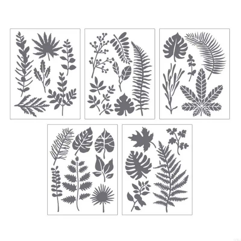 CORA 5Pcs 재사용 가능한 애완 동물 그림 템플릿 6.7x5In 나비/꽃/잎 스텐실 어린이를위한 스크랩북 저널 앨범 그리기