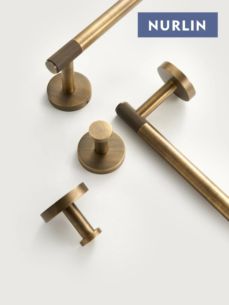 Bathroom Hardware Towel Rack Toilet Paper Holder Wall Hook NURLIN Brass Knurled Antique Bronze