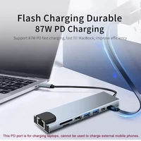 8 в 1 USB C HUB 3.0 Тип C Разветвитель 4K Док-станция Адаптер для ноутбука PD SD TF Для Macbook Air M1 iPad Pro RJ45 HDMI-совместимый — изображение 5