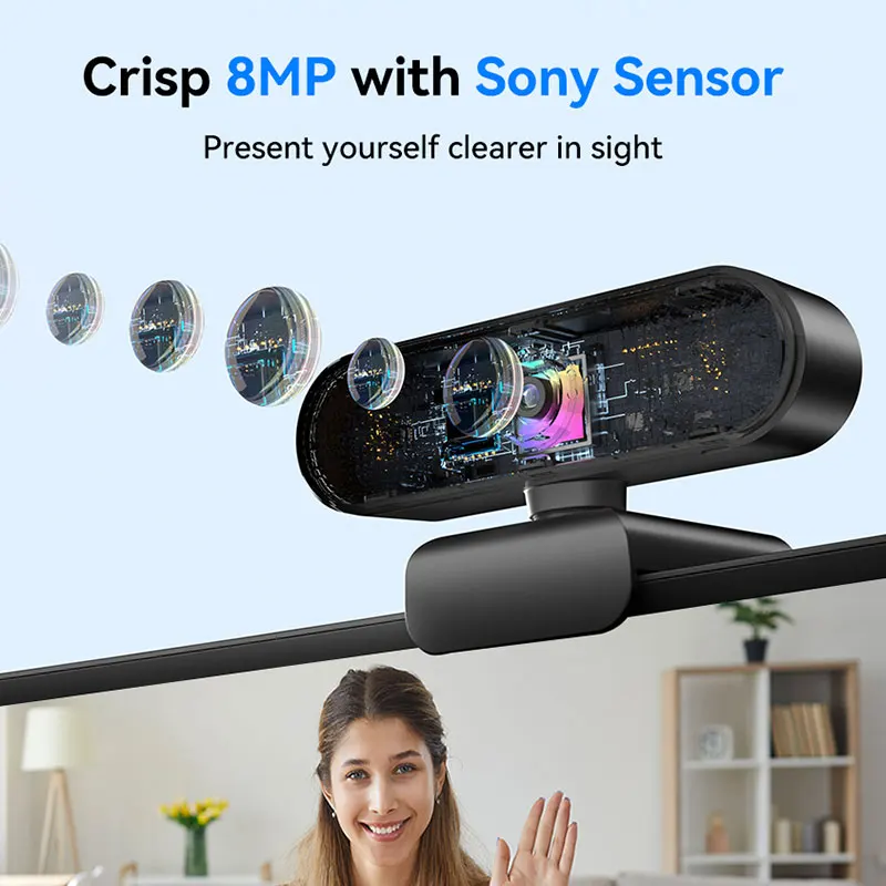Webcam 4K Autofocus Web Camera Streaming EMEET USB Fotocamera per computer con 2 microfoni con cancellazione del rumore 66 ° Visualizza per Zoom/Laptop - Image 2