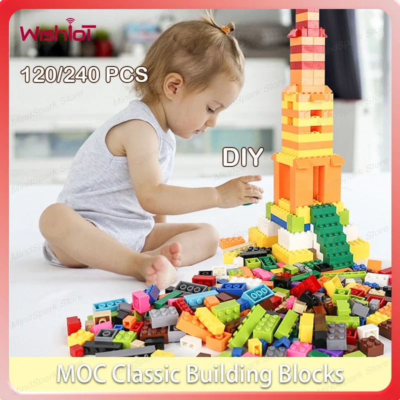 클래식 빌딩 블록 세트 120/240 PCS DIY 작은 입자 여러 사양 어린이 교육 장난감을위한 크리 에이 티브 벽돌