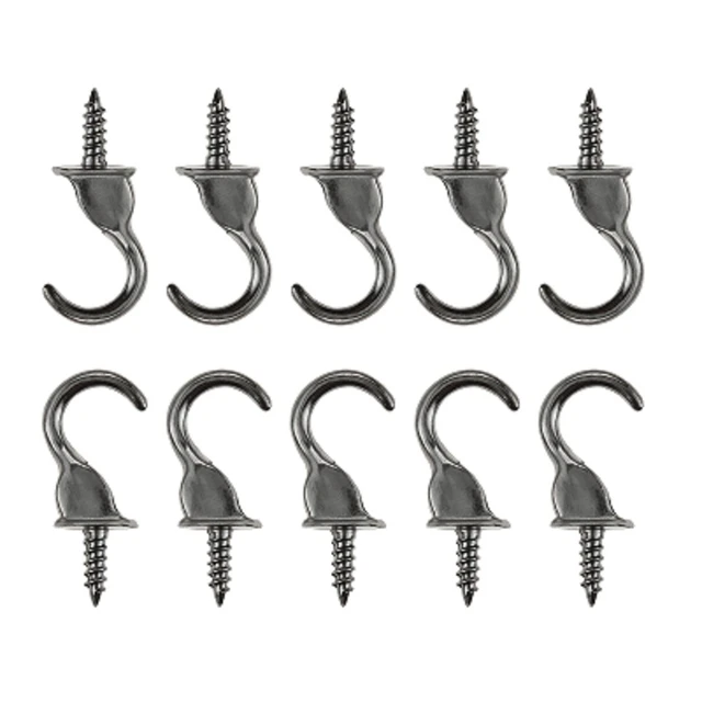 10 Pcs Metal Cup Hooks Screw-in Hooks Windproof Suspended Ceiling