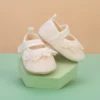 BeQeuewll Infant Baby Girls Shoes Non-Slip Soft Soled Lace Bowknot Flats Toddler First Walker Spring Autumn Princess Shoes 5