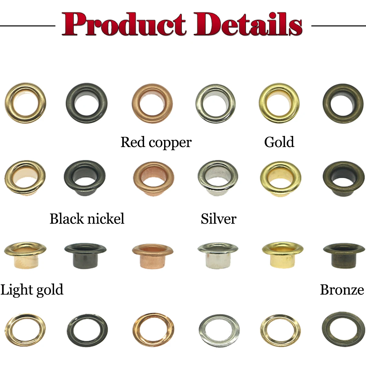 Eyelet Grommet Ring 30sets/pack(Outer diameter)22mm (internal)14mm (high)4.5mm metal grommets gold Blank holder eyelet 12mm eyelet