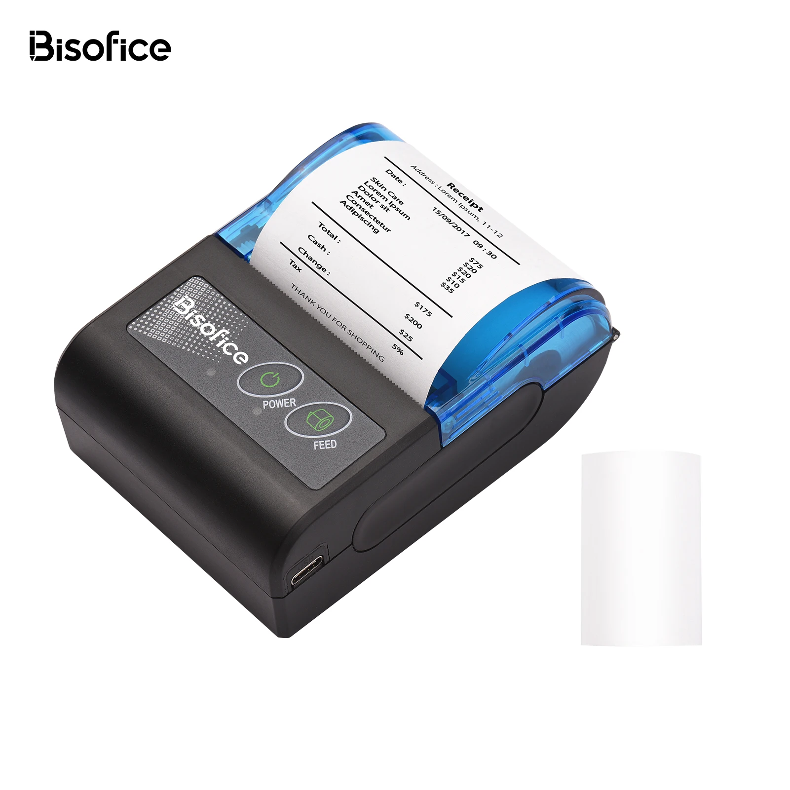 Bisofice mini thermal printer wireless usb receipt bill ticket printer