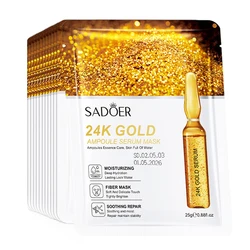 Radiant Glow 24K Gold & Vitamin C Hydrating Face Masks - 10 Pack (24K Gold)