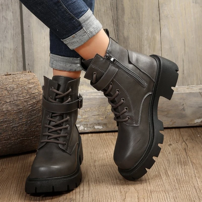 Ankle Boots Botas Mujer Vintage Platform Women Boots Fashion High