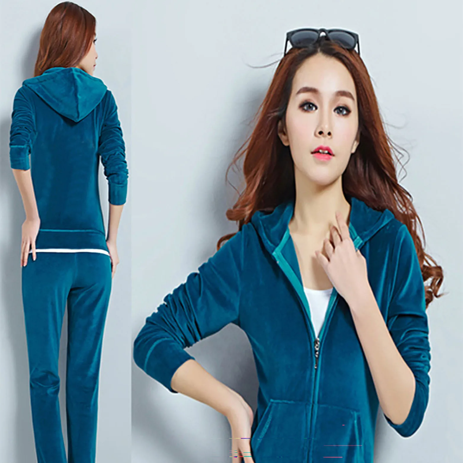 JC Lovers Brand Casual Women's Suits Spring Autumn Outdoor Velvet Women Tracksuits Hooded Collar Jogging Sportswear suit