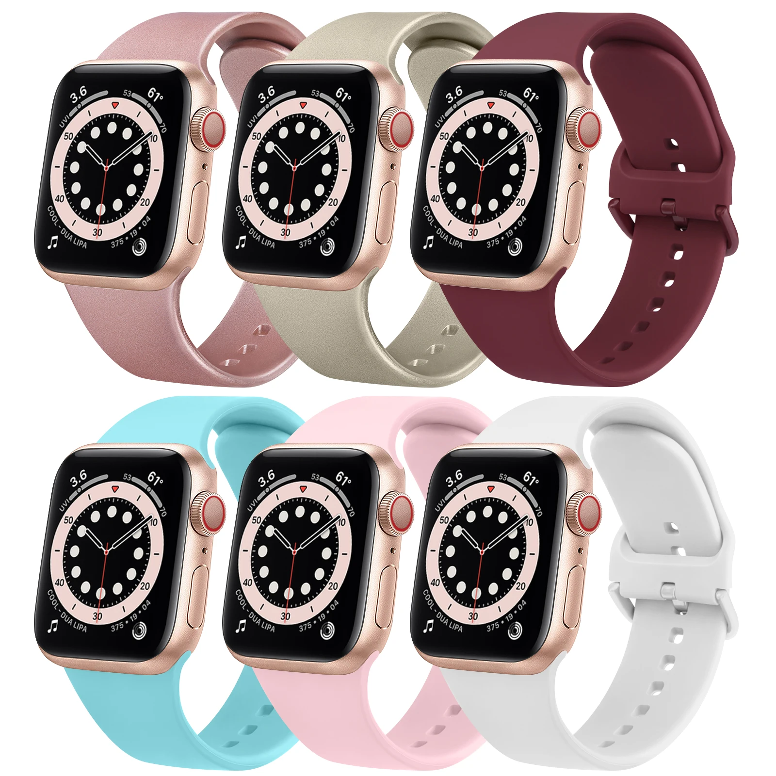 

Silicone Strap for Apple Watch Band 44mm 40mm 38mm 42mm 41mm 45mm Watchband Bracelet for iwatch 8 7 6 Se 5 4 3 Strap Smartwatch