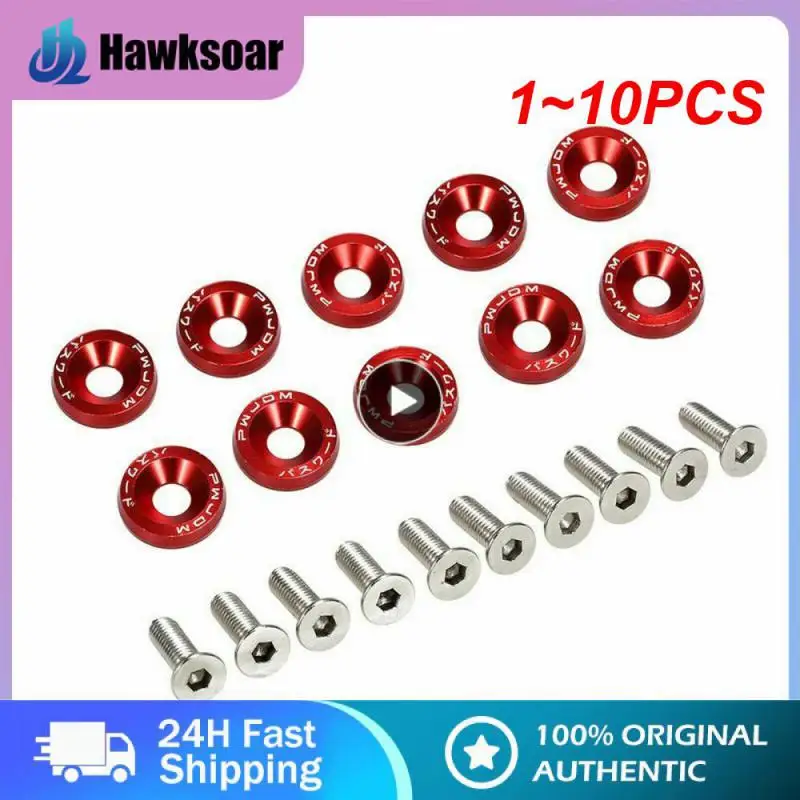 

1~10PCS AluminumPack Car Modified Hex Fasteners Fender Washer JDM Bumper Engine Concave Screws Car modification gasket screws