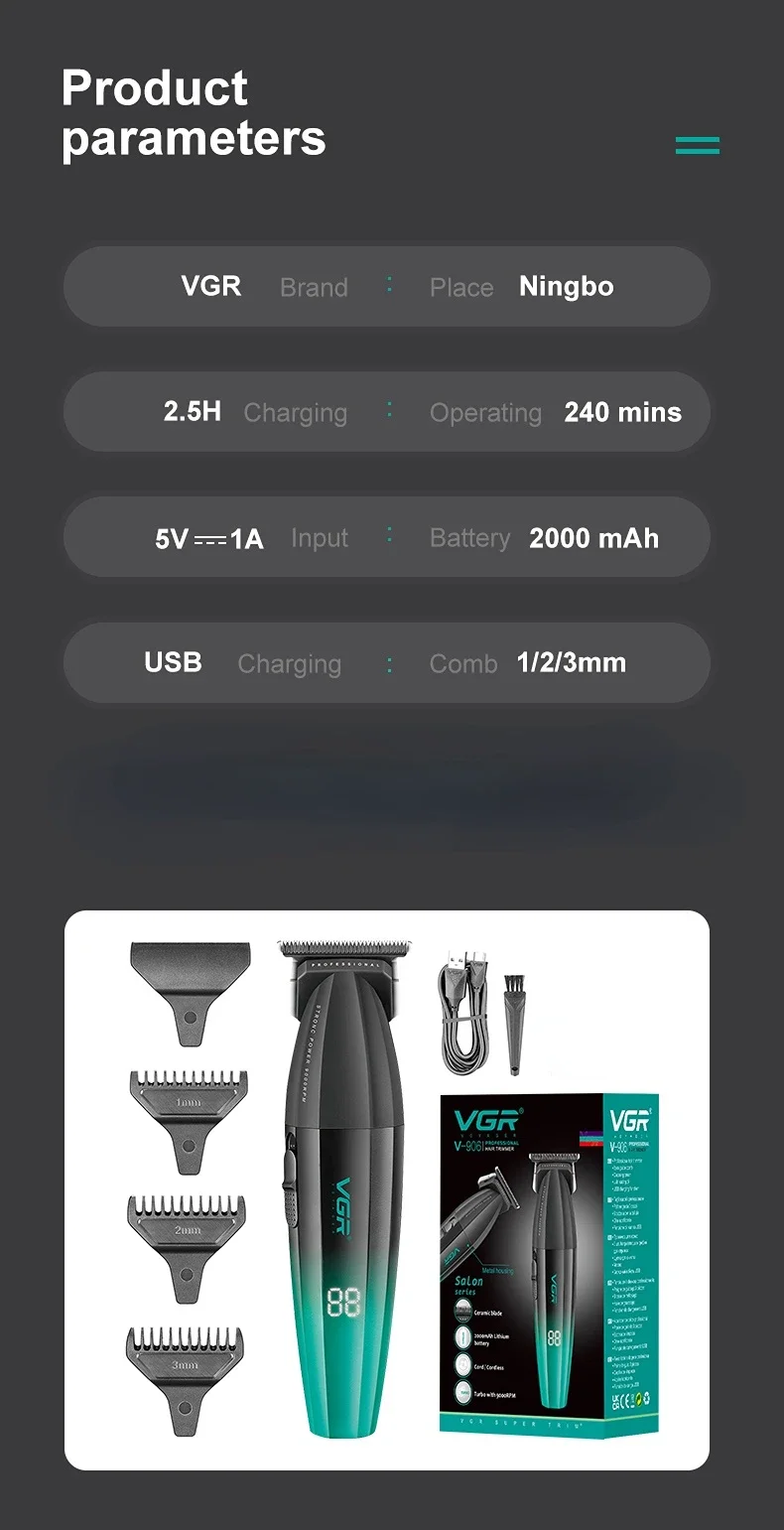 VGR V-906 Rechargeable Cordless Hair Clipper