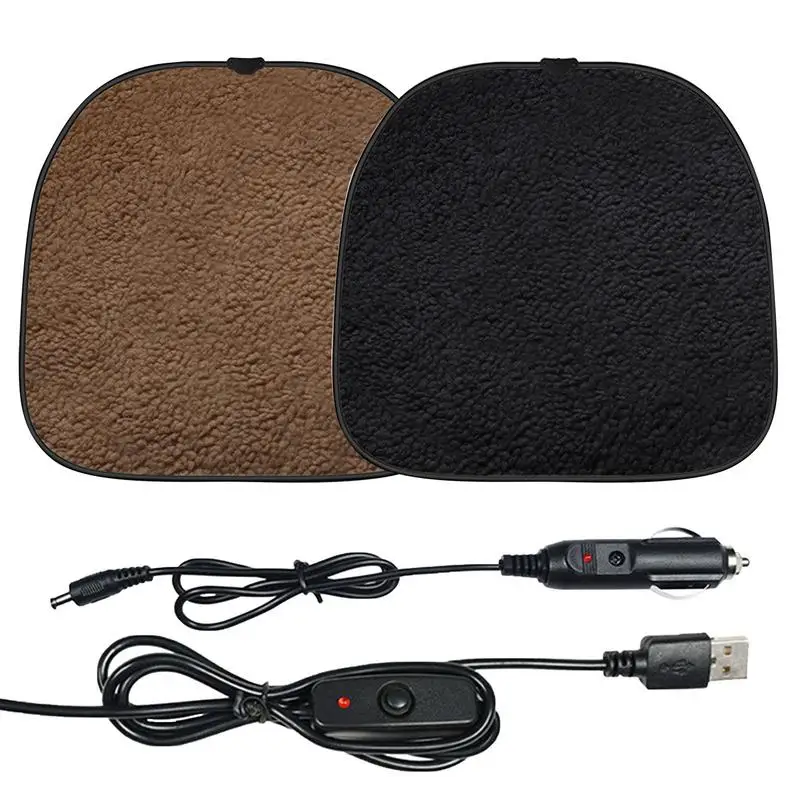 

12V Heated Car Seat Cushion Cloth/Flannel Automobile Seat Heater Winter Warmer Seat Heating Pads Set Universal Car Accessories