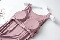 Summer new women's modal pajamas two-piece vest + shorts with chest pad lingerie seamless cup camisole homewear set pajama - Image 5