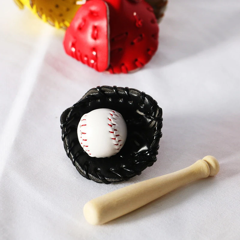 Mini Sports Baseball Bat And Ball Set Miniature Model Doll House Decorative Photography Props