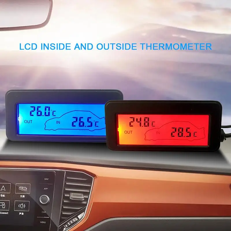 12V Car LCD Digital Display In/Outside Thermometer Temperature Gauge