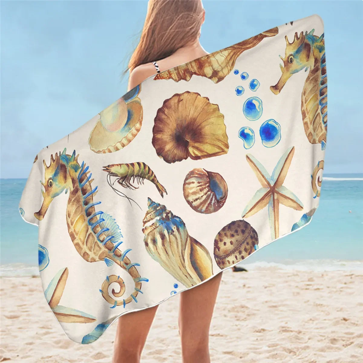 Summer Marine Life Beach Towel Microfiber Swim for Women Men Kid Marine Animal Shower Towel Travel Camping Yoga Gym Picnic Mat 5