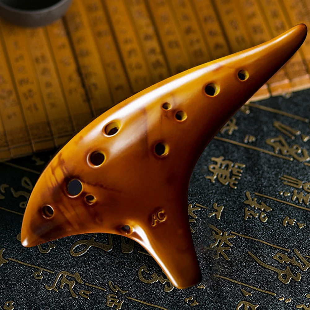 12 Hole Natural Ocarina Stable Intonation Alto C Tone Ocarina Flute with Protective Bag Instrument for Music Lover Beginner