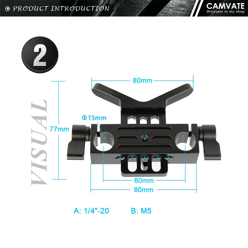 Universal Camera Lens Support With Standard 15mm Dual Rod Clamp Rail Block For D