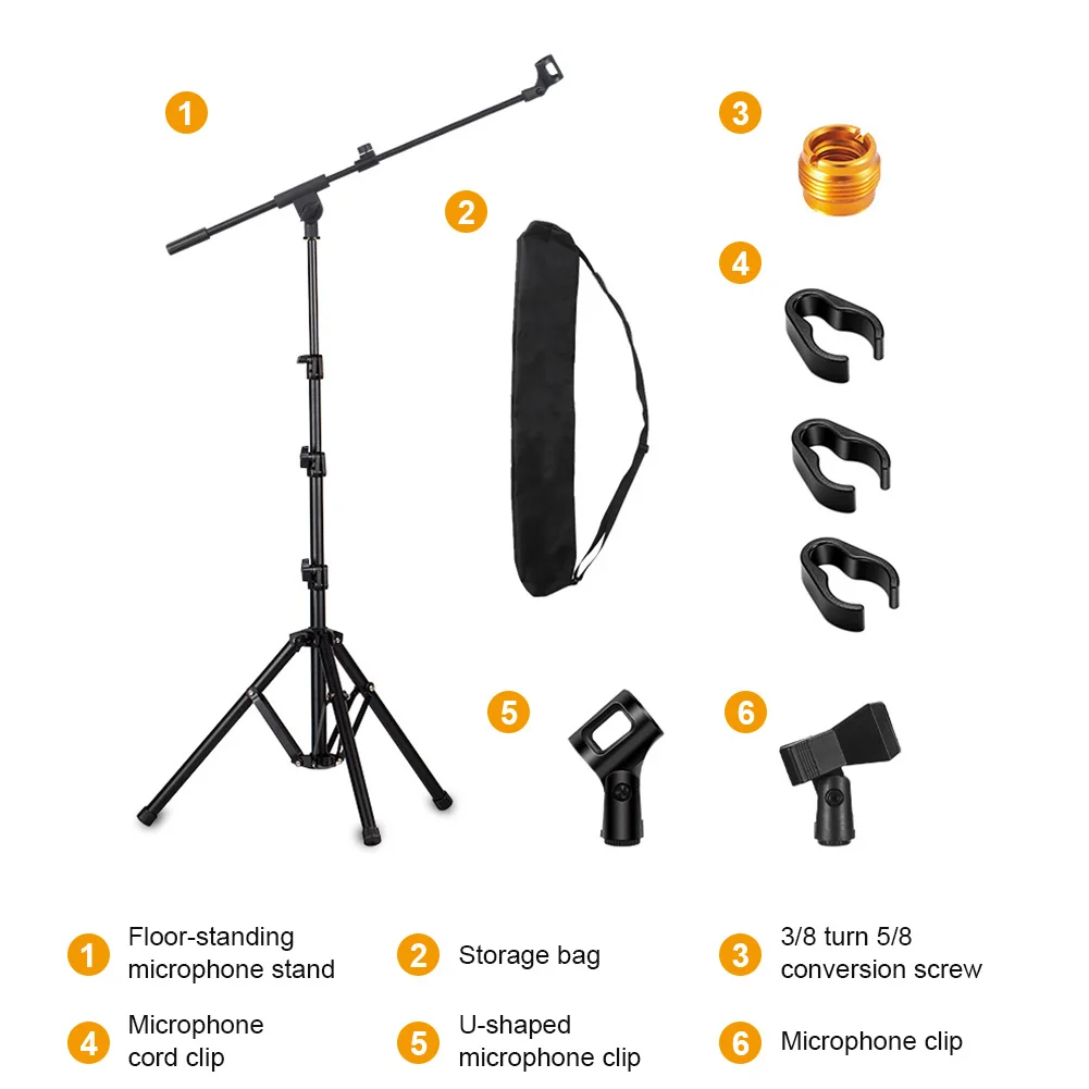 마이크 스탠드 삼각대 높이 조절 가능 플로어 마이크 스탠드 모든 마이크 성능에 적합한 마이크 홀더 노래 연주용