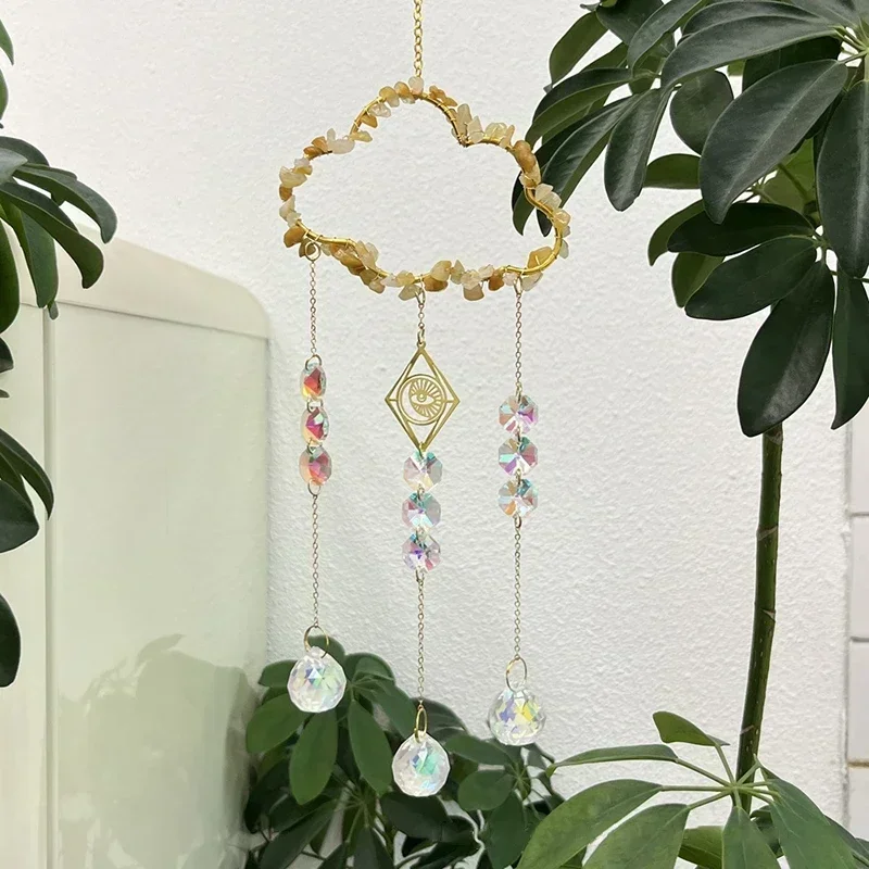 New Crystal Sun Catcher Cloud Window Wind Chime Hanging Rainbow Prism Pendant Jewelry Home Garden Decoration Festival Gifts