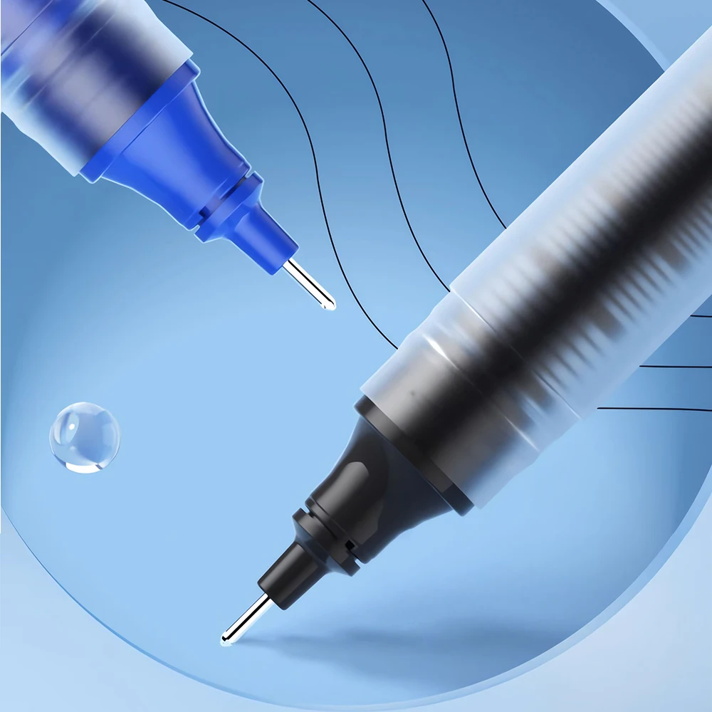 M & G 사무실 학생용 대용량 볼펜, Z1 빠른 건조 스트레이트 액체, 0.5mm 블랙 레드 블루, 12 개
