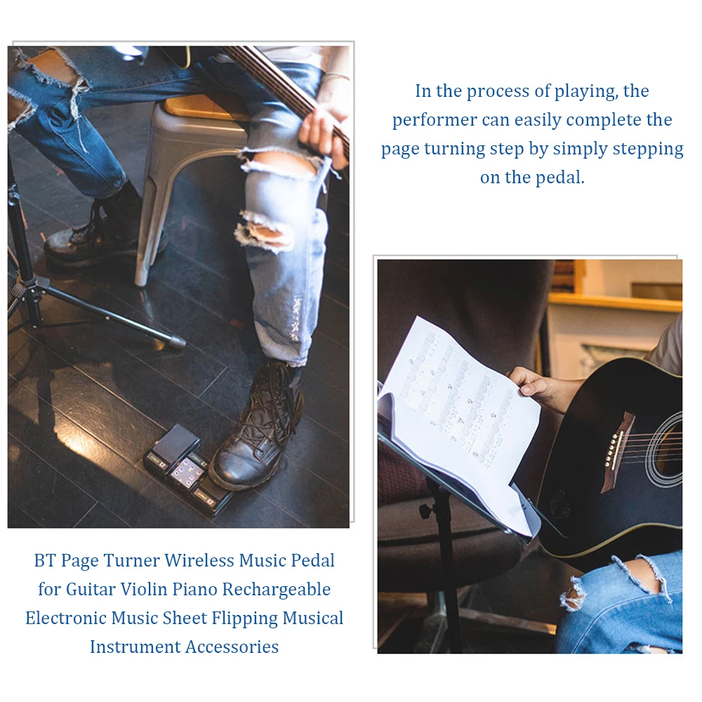 Musical Instruments Accessories Wireless Music Sheet Turner BT Silent Foot Page Turner Rechargeable Music Sheet Flipping