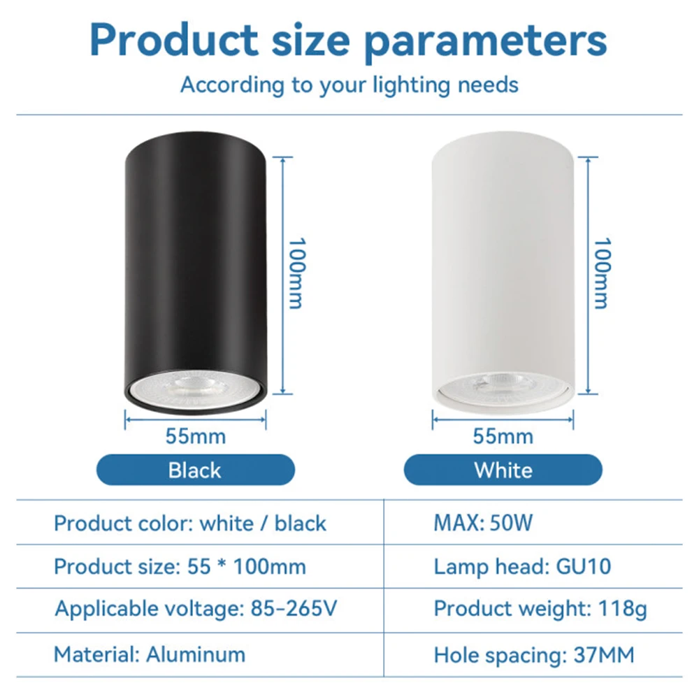 GU10 Ceiling Light 220V Replaceable Bulbs Led Luminaire Modern Home Spotlight Kitchen Living Room Surface Mounted Downlight LED