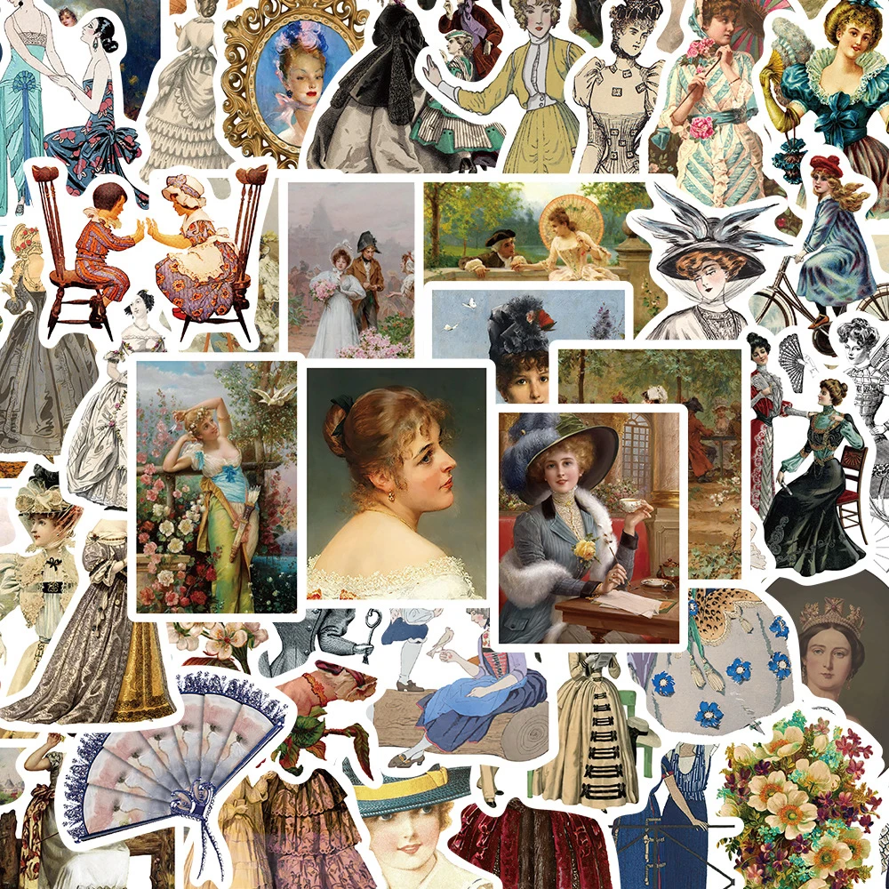 10/30/52pcs Victorian Era Oil Painting Stickers Vintage Aesthetics Sticker Notebook Wall Luggage Phone Waterproof Graffiti Decal heretical aesthetics pasolini on painting