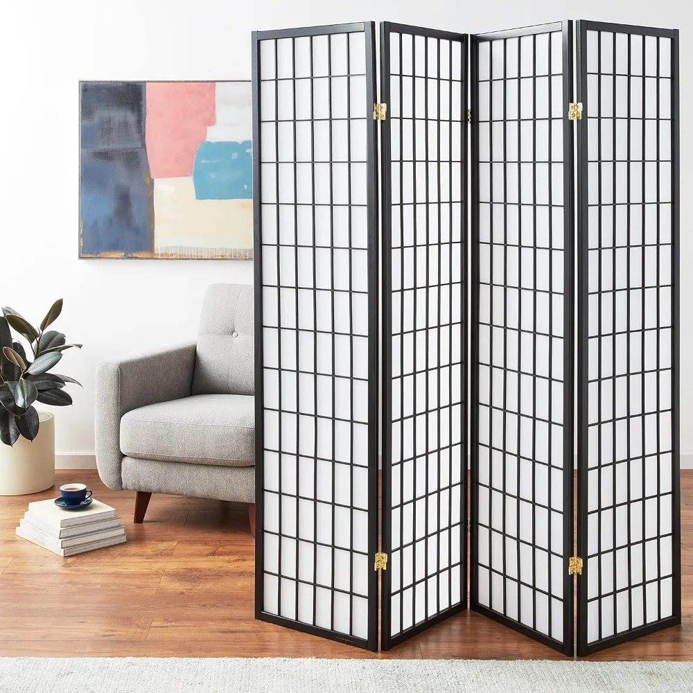 4-Panel Shoji Screen Room Divider, Black