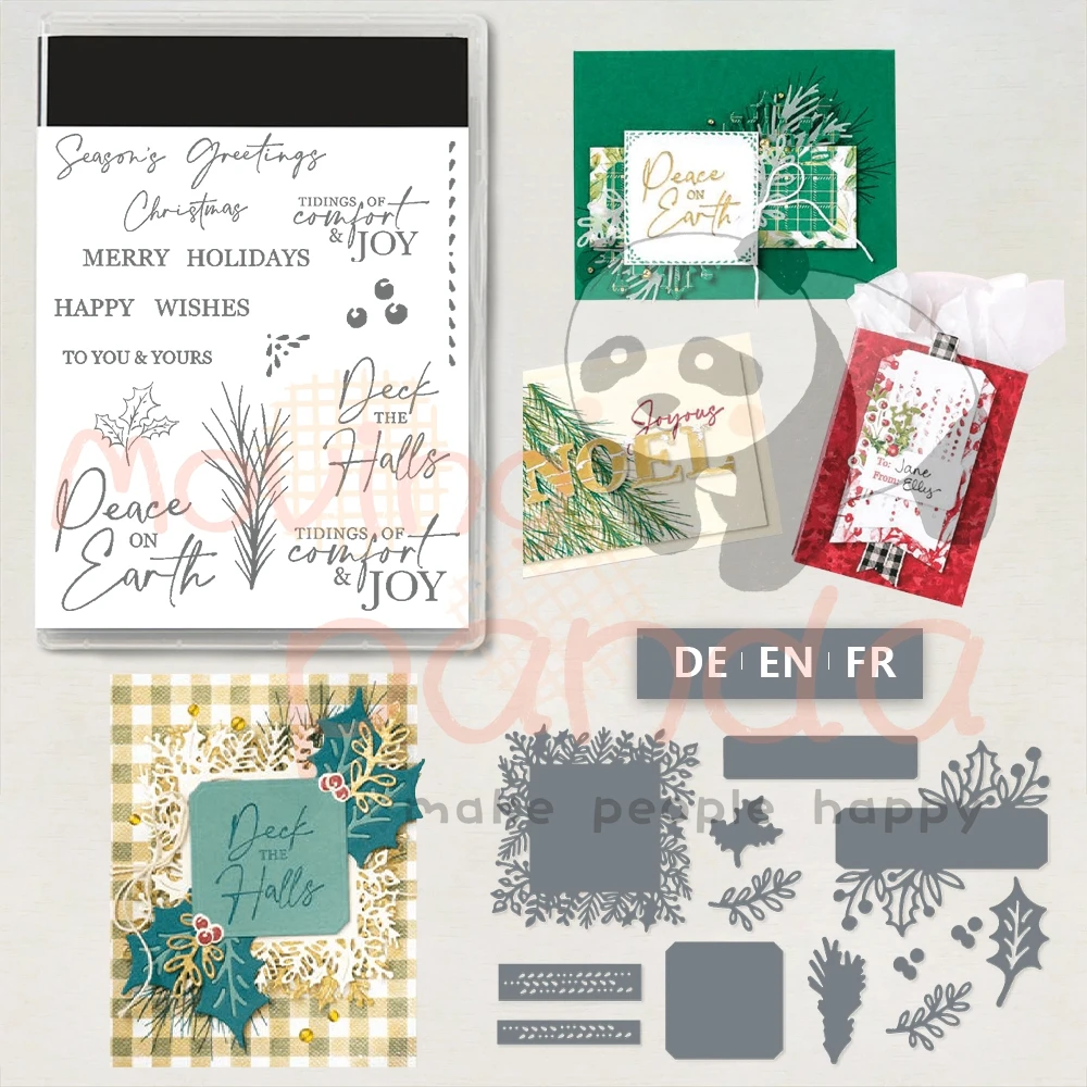 

MP807 Christmas Greetings Metal Cutting Dies And Clear Stamps For DIY Embossed Paper Cards Decorated Handbook Album Craft Stamps