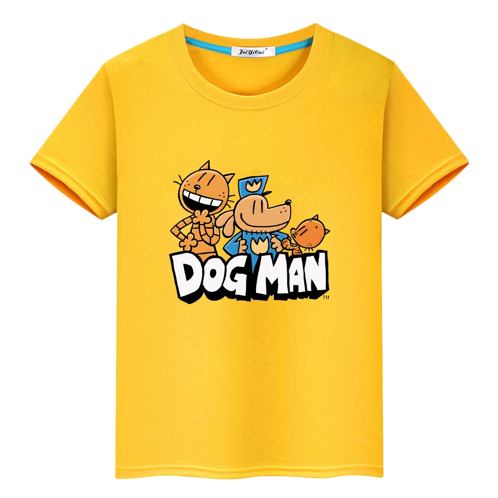 Dog Man Print t shirt for kids boy 10years Kawaii 100%Cotton Short Tops Anime Tees pride tshirt y2k one piece kids clothes girls 4