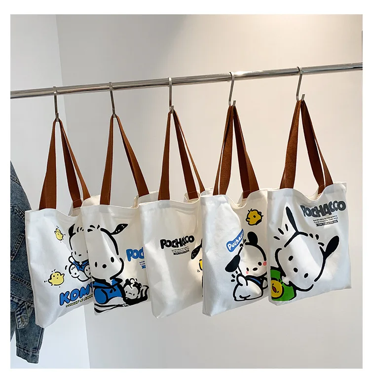 ★Wai Kei★ Pochaco Check Big Shoulder Bag Sky Blue YKBE05AC Sanrio Pochacco Shoulder Bag | Spacious Tote with Large